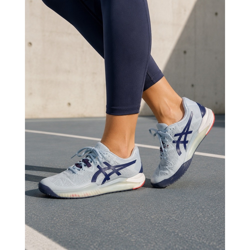 ASICS Gel-Resolution 8 Womens Tennis Shoes Blue Navy 1042A072 Size 10.5